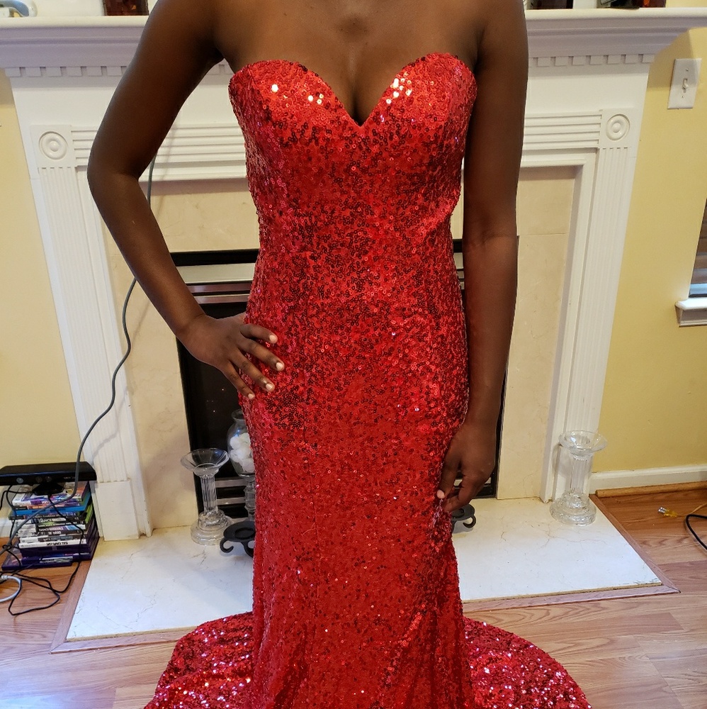 Sequined Sexy Red Dress